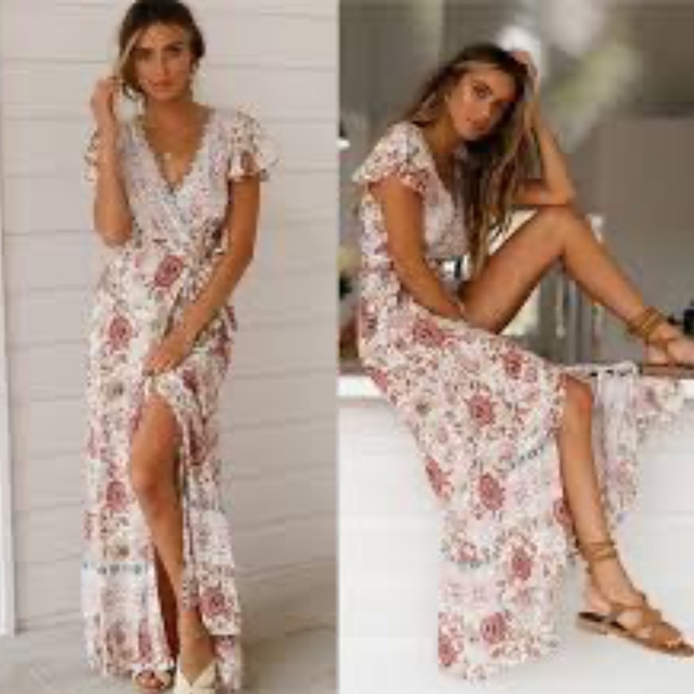 Bohemian wrap maxi dress size S Small